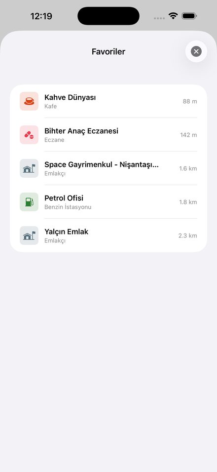 HemenBul favoriler ekranı