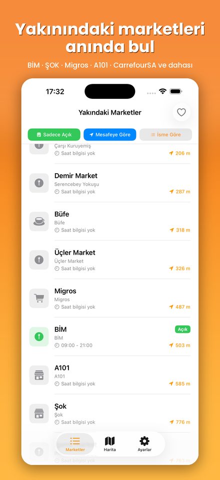MarketBul yakındaki marketler listesi